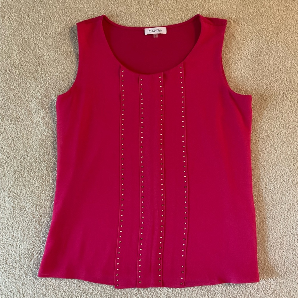 Calvin Klein Pink Sleeveless Blouse, Medium - Picture 8 of 8